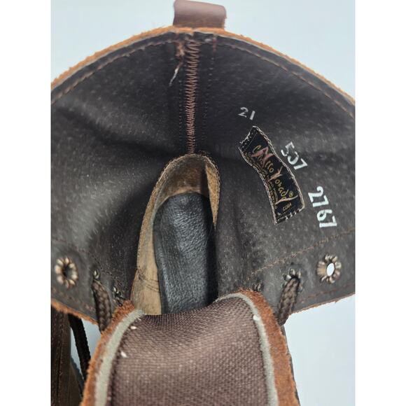 Caballo Dorado Brown‎ Leather Boots Kids 2Y Square Toe Western Cowgirl Classic - Picture 9 of 9